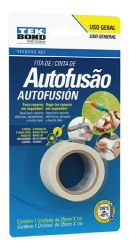 Cinta Autofusión Tek Bond Transparente 25mmx1m