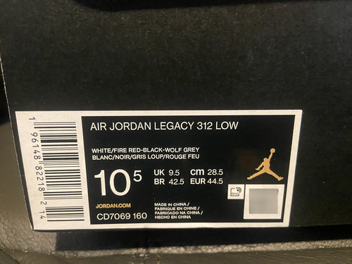 Tenis Air Jordan Legacy 312 Blanco/rojo /negro Talla 10.5 Us (Usado)