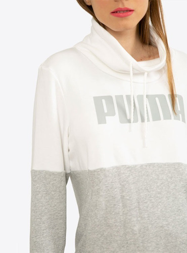 Imagen 3 de 5 de Poleron Puma Cb Puma Cowl Neck Fl Blanco