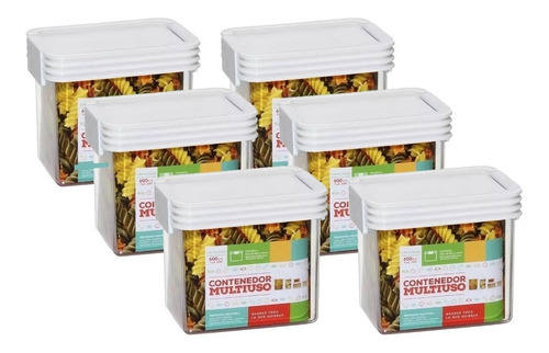 Set 6 Contenedor Hermético Táper Organizador Plástico 600cc