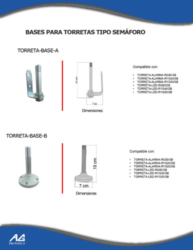 Base C Para Torreta De Seguridad Tipo Semáforo