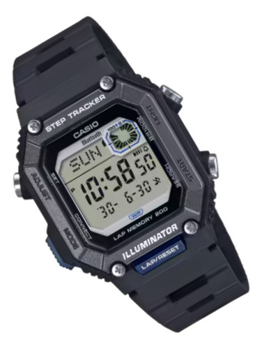 Reloj Casio Caballero Ws-b1000 Conectividad Bluetooth Correa Negro Bisel Negro Fondo Negro