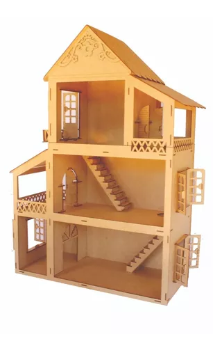 Casa Casinha Grande 80 Cm P/ Boneca Com Móveis