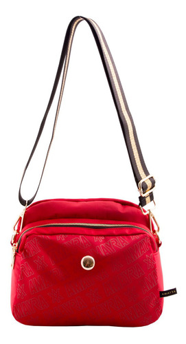 Cartera Amayra Street Estampada 67.295 Acabado De Los Herrajes Niquel Color Rojo Color De La Correa De Hombro Negro Diseño De La Tela Estampado