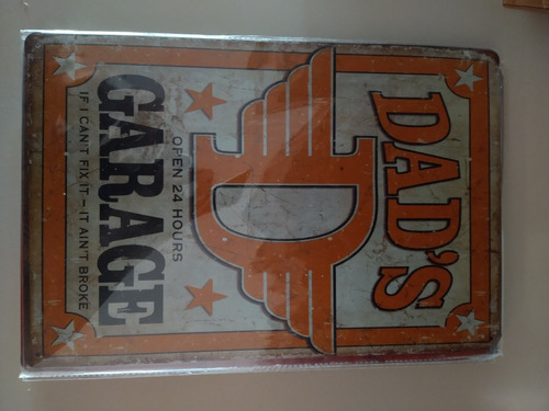 Cuadro Metal Chapa Impresa Laqueada Vintage Dads Garage 