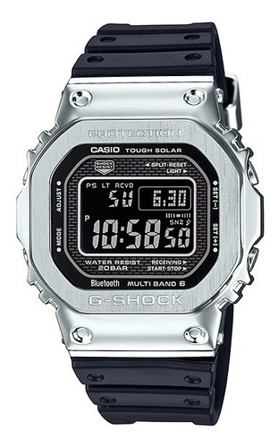 Reloj Casio G-shock Tough Solar Gmw-b5000-1 Bluetooth Hombre Color Del Fondo Negro Color De La Correa Negro Color Del Bisel Plateado