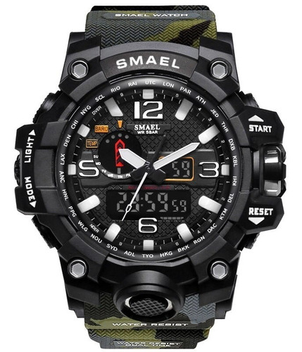 Reloj Deportivo Smael Camuflado Doble Hora Multifunciones