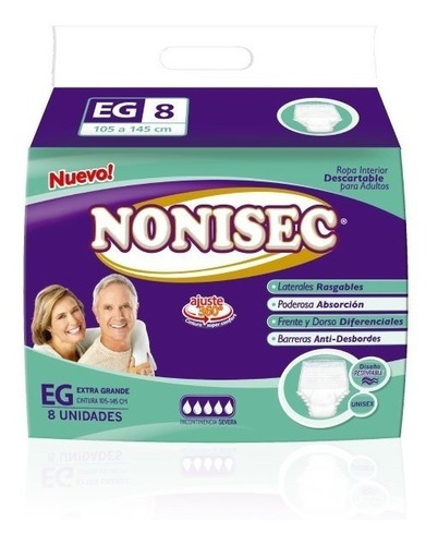 Ropa Interior Descartable Adultos Nonisec Xg X 8 X 10 Paquet