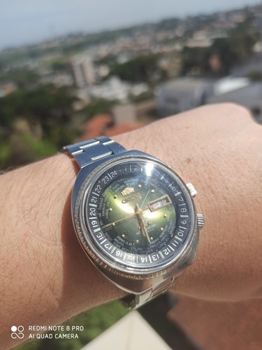 Vintage Orient 3 Chaves Horário Mundial Worlddiver Verde Rev