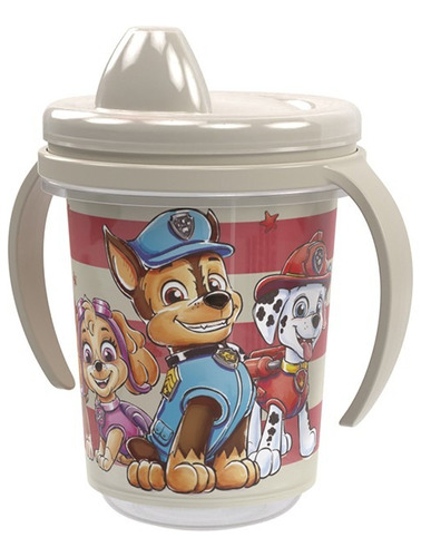 Taza con asa y tapa, color rosa, azul, Infan, 330 ml, plástico, color Patrulla Canina