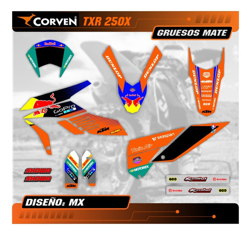 Kit Calcos Gráfica - Corven Txr 250 X - Grueso Mate