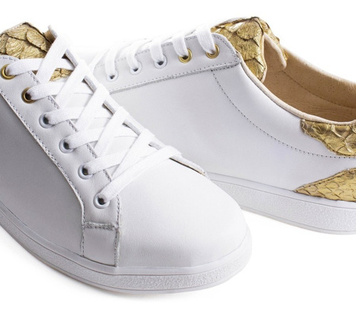 Tenis Hombre Sneakers Blancos Det Pitón Dorado Moon & Rain