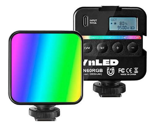 Foco Led Rgb Yongnuo Yn60 Para Cámara Y Celular | 2000mah. Negro