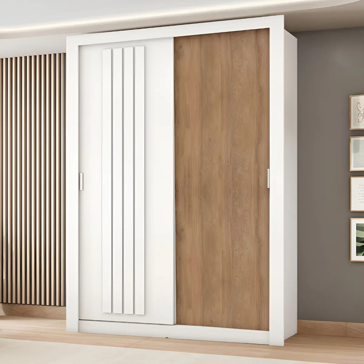 Guarda Roupa Solteiro 2 Portas Darvi Carraro Branco Com Freijó