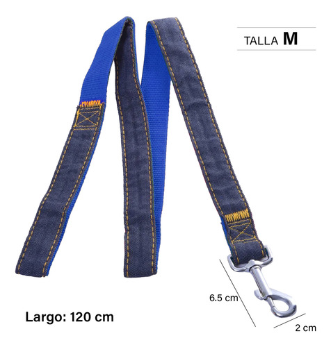 Collar Y Correa Perro Mezclilla Resistente Varias Tallas