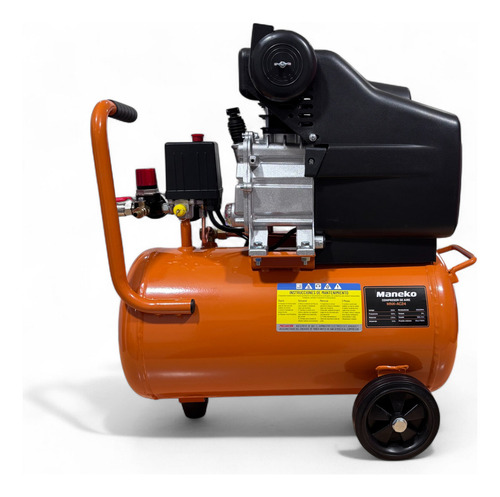 Compresor De Aire Eléctrico Portátil Maneko 24lts 2,5hp 8 Bar 116 Psi Naranja Mnk-ac24