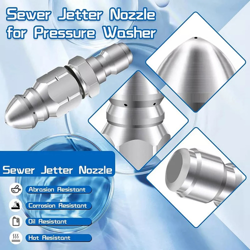 Kit De Limpieza De Boquillas De Alcantarillado De Acero Inox