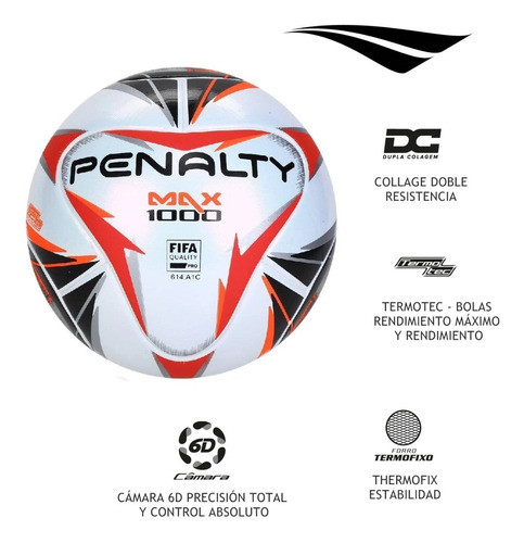 Imagen 4 de 10 de Balon Futsal Profesional Baby Futbol Sala Penalty Max1000 N4