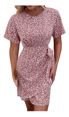 Mujer Vestido Casual Verano Floral Elegante Manga Corta Redo