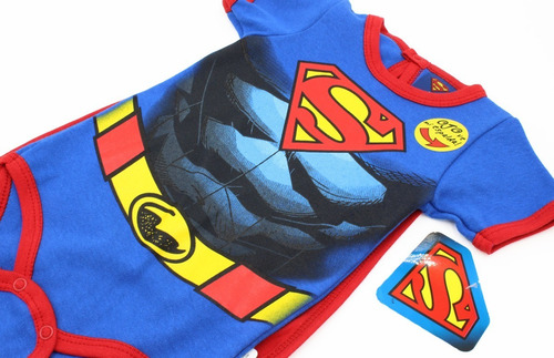 Imagen 3 de 9 de Pañalero Bebe Ropa Dc Comic Superman Musculos Capa Set 2 Pzs
