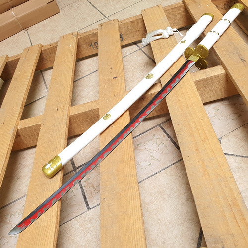 Katana Ameno Habakiri Blanca One Piece Espada Acero Con Base