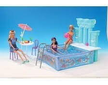 Set Gloria Barbie  Piscina Con Pileta Water Fun