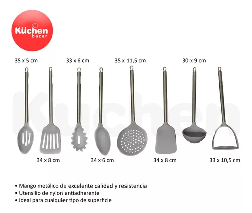 Set De Utensilios Nylon 8 Piezas Barra Iman Cocina