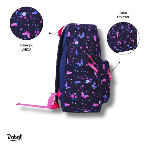 Mochila De Costas Básica Feminina Borboleta Rabisk Original