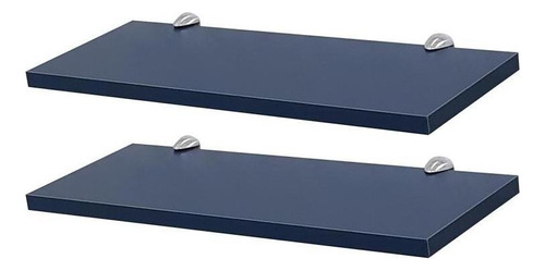 Kit 2 Prateleiras 50 X 15cm Azul Com Suporte Tucano