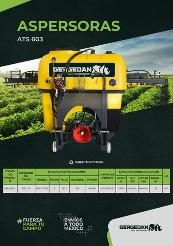 Aspersora De Tractor 600 L Con Triple Tanque Gergedan Agrose