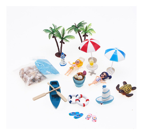 15 Piezas 1/12 Dollhouse Beach Kits Set Life Scene Parasol