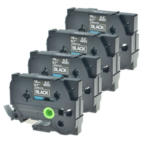 4pk Blanco En Etiqueta Negra Cinta Tz Tze345 18mm P-touch De