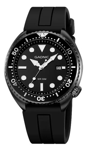 Reloj Pulsera Gadnic Para Hombre Silicona Deportivo Malla Negro Bisel Negro Fondo Negro