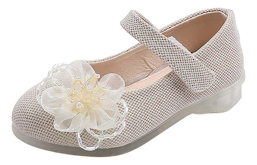 Zapatos Niñas Borla Flor Perla Tacones Altos Pequeños Cuero