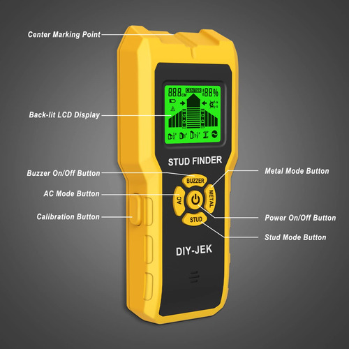 Escáner De Pared 6 En 1 Con Pantalla Lcd Y Alarma Amarillo