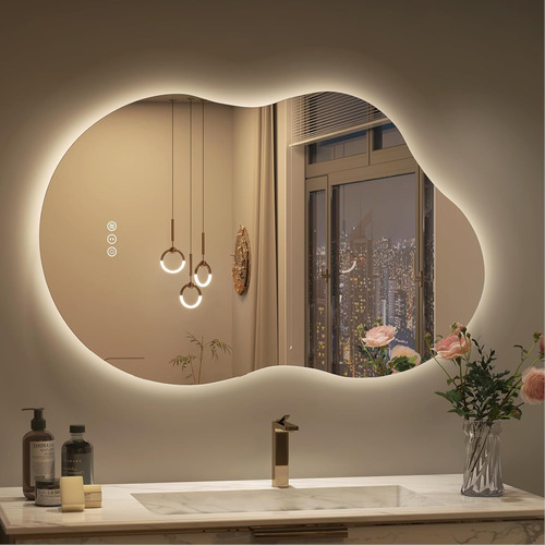 Smiror Espejo De Baño Led Irregular De 24 X 36