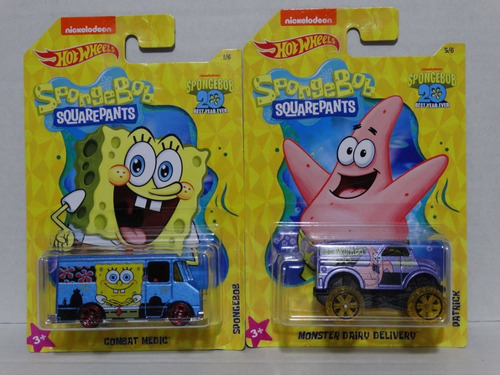 Hot Wheels Bob Esponja Y Patricio 2 Autos Sponge Bob 20 Años