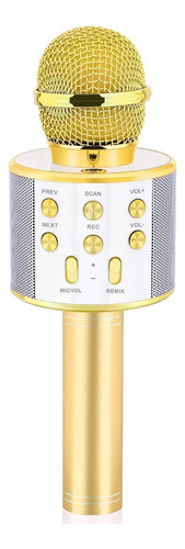Microfono Karaoke + Parlante Bluetooth Usb Rosado Niños ® Color Dorado