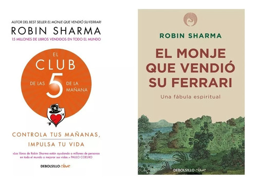 Club 5 Mañana + Monje Vendio - Sharma 2 Libros Bolsillo