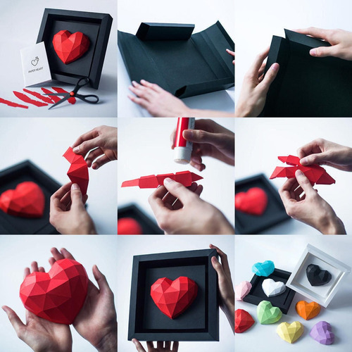 Imagen 2 de 3 de Marco De Corazón Para Armar Papercraft Papiroflexia