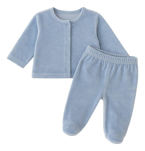 Conjunto Plush Bebe Campera Y Pantalon Celeste Abrigo Bebe Celeste Recien Nacido