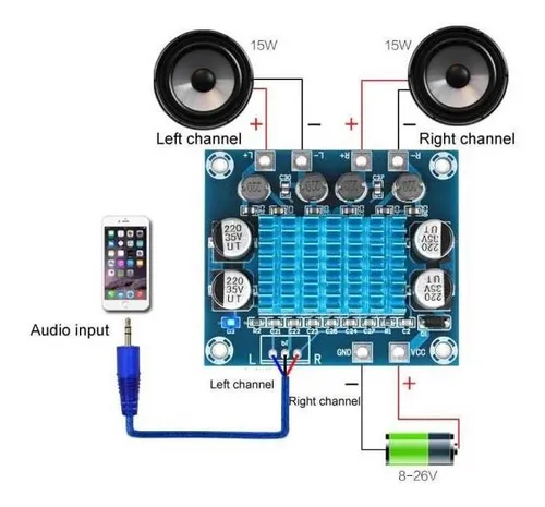 Modulo Tpa3110 Xh-a232 Board Amplificador 30w+30w 2.0 Stereo