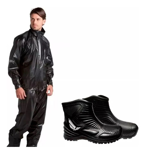 Traje Equipo De Lluvia Alba Daytona + Botas Avant Motos