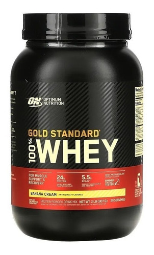 Suplemento en polvo Optimum Nutrition  Proteína Gold Standard 100% Whey proteína sabor banana cream en pote de 907g