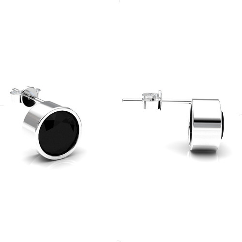 Imagen 2 de 10 de Aretes Broqueles De Plata 925 Y Zirconia Cubica Negra Agálea