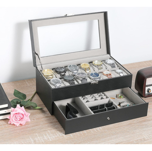 Caja De Almacenamiento De Relojes, Joyero Con 12
