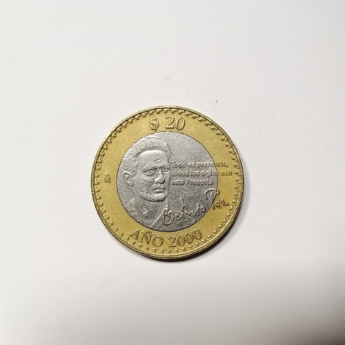 Moneda 20 Pesos Con Firma De Octavio Paz Año 2000