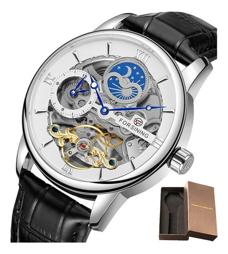 Reloj Mecánico De Cuero Forsining 8217 Tourbillon