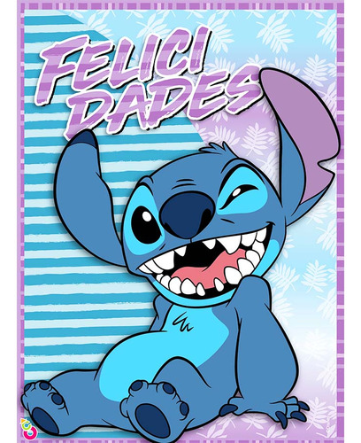 Cartel De Felicidades Stitch X1 - Cotillón Waf