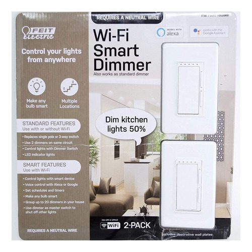 Feit Electric Wi-fi Smart Dimmer 3 Way Single Pole Swit...